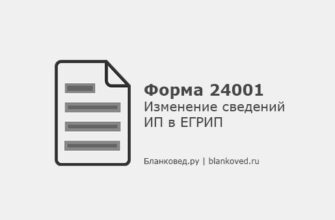 Форма 24001 - Изменение сведений ИП в ЕГРИП